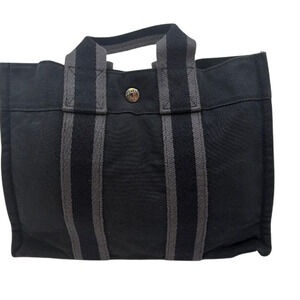 Hermès Herbag Cabas Black Canvas Tote Bag